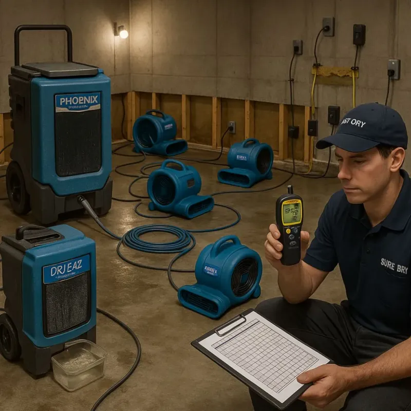 Structural Drying and Dehumidification process in Sterling, KS